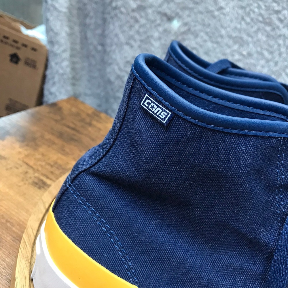 Converse Pop Trading Company Jack Purcell Hi Top Sneakers Mens 10.5 Blue Yellow - Picture 2 of 14